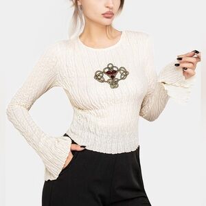 Disturbia Mariana Embroidered Flute Sleeve Top - Size 4